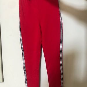 red checker leggings